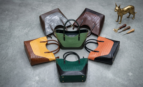 Elegant Dual-Tone Croco Leather Tote
